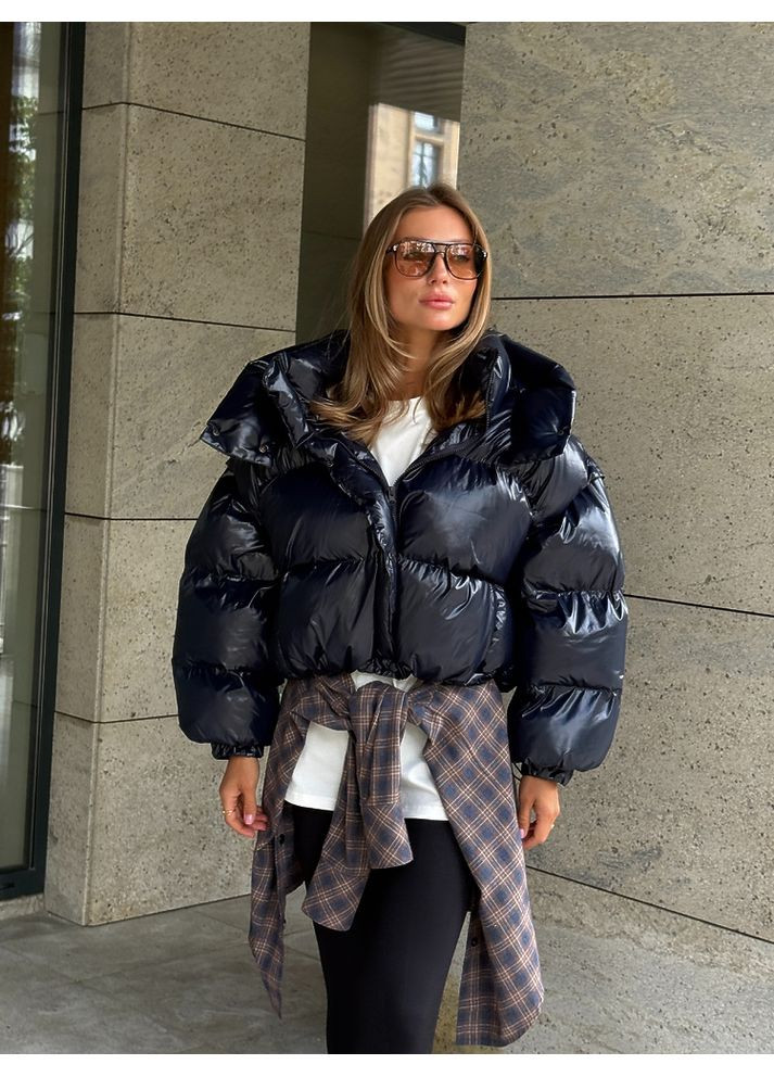 Темно-синяя зимняя женская куртка укроп-пуфер transformer (mil633) milirud