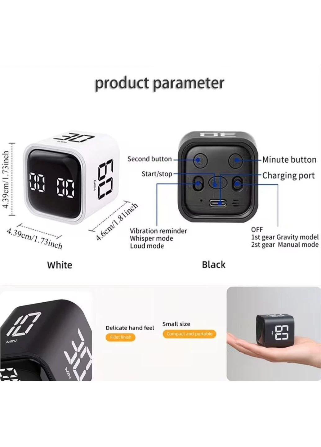 Умный таймер SULVGO Pomodoro Timer кухонный таймер с вращением безшумный таймер для учебы No Brand (400933002)