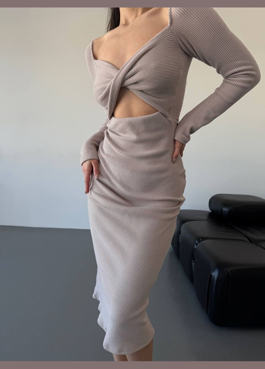 Бежевое праздничный, коктейльное, деловое, повседневный, откровенный, вечернее платье женское No Brand однотонное