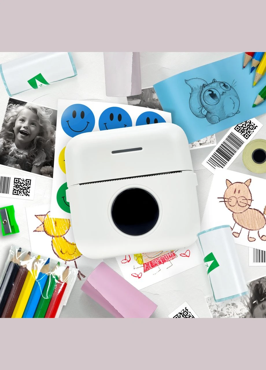 Мобільний Bluetooth термопринтер Mini Printer | Дитячий принтер із набором олівців та наклейок JETIX (335814268)