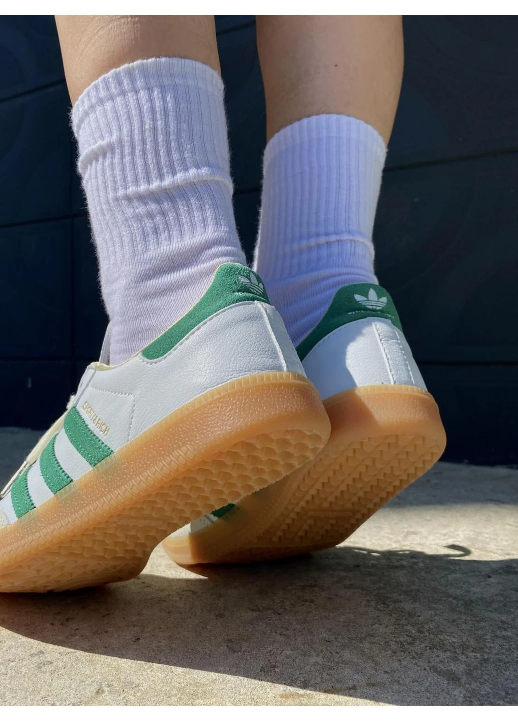 КРОССОВКИ ЖЕНСКИЕ ADIDAS SAMBA OG SPORTY & RICH WHITE GREEN АДИДАС САМБА БЕЛЫЕ No Brand белые демисезоны (391005477)