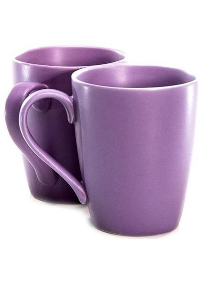 Набор керамических кружек 2 шт 300мл матовые фиолетовые для чая и кофе посуда для напитков Fissman (368988433)