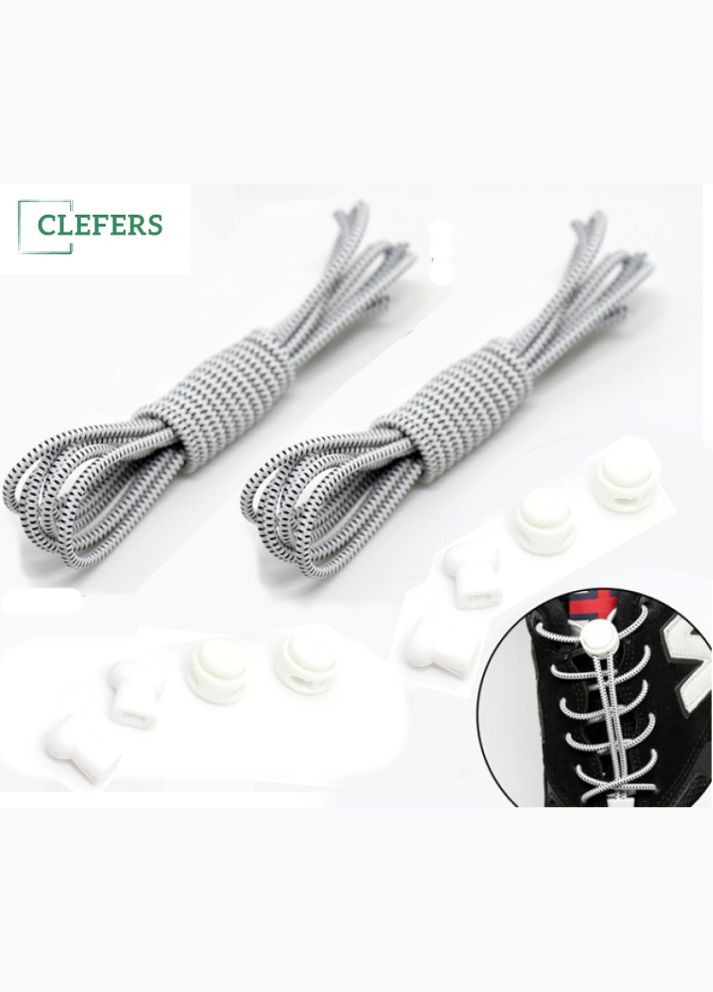 Шнурки, що не розв'язуються для взуття з затяжкою, 100см, колір біло-чорний,, 2 пари (590302) Clefers (301872359)