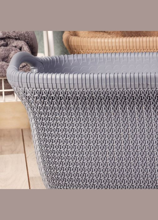 Корзина для білизни пластикова Knit 40 л (03677) Коричнево-сірий Curver (334006351)
