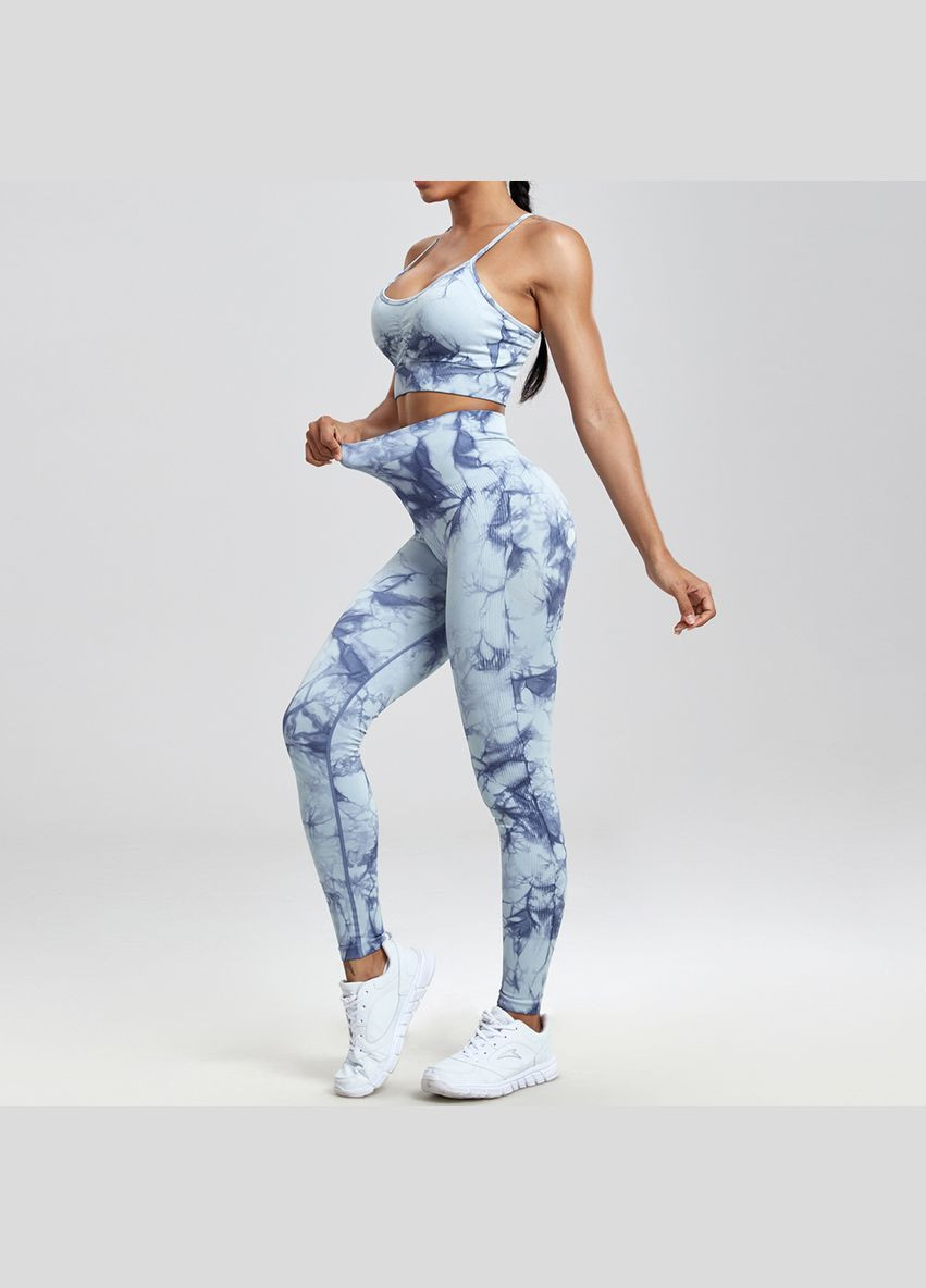 Комплект для фитнеса топ и леггинсы с Push-Up эффектом темно-серый No Brand (330774382)