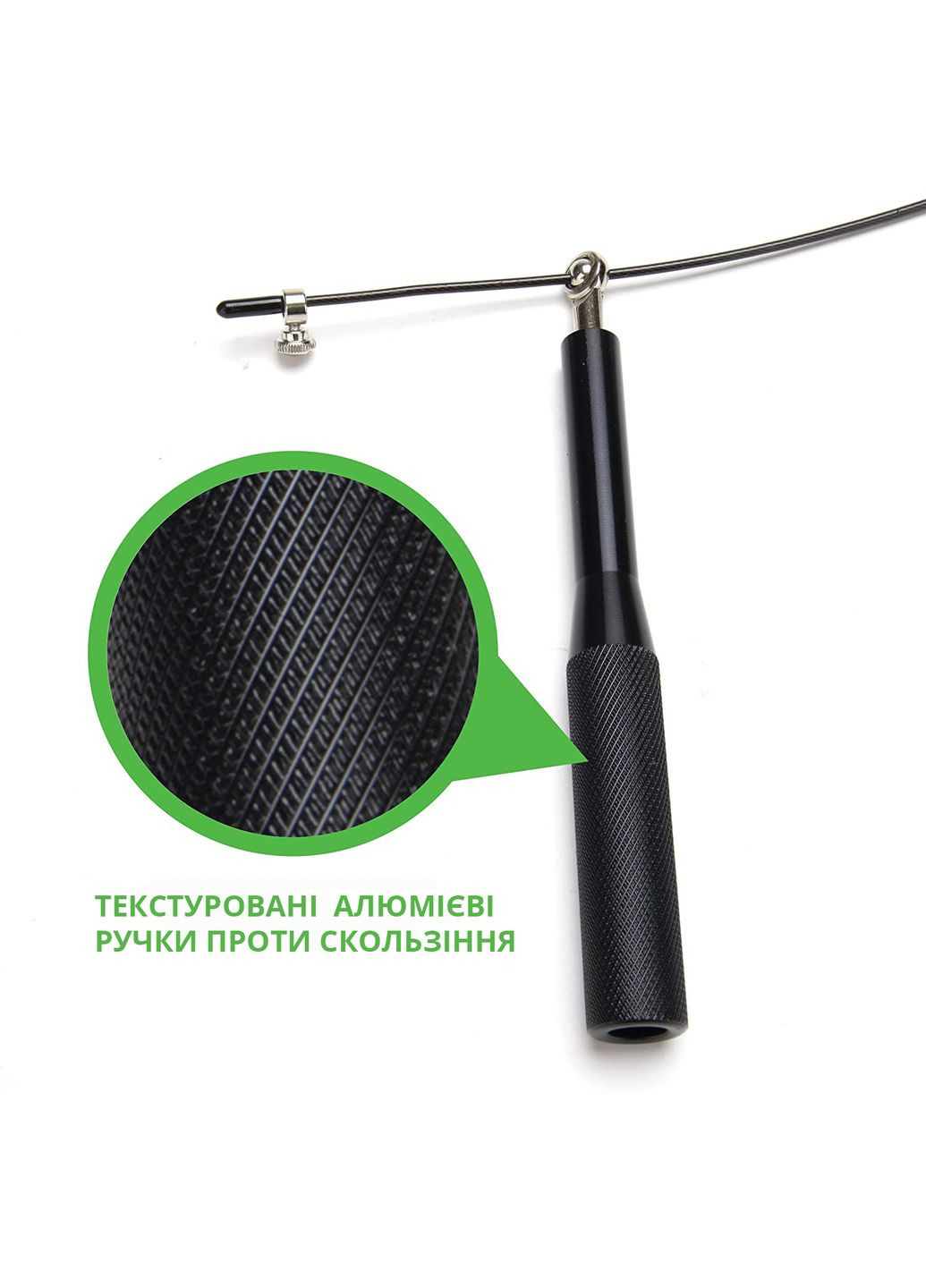 Швидкісна кроссфіт скакалка Тренажер з регулюванням Алюміній Діаметр 3мм. з підшипниками та сталевим тросом Надміцна Чорна VelaSport (273422167)