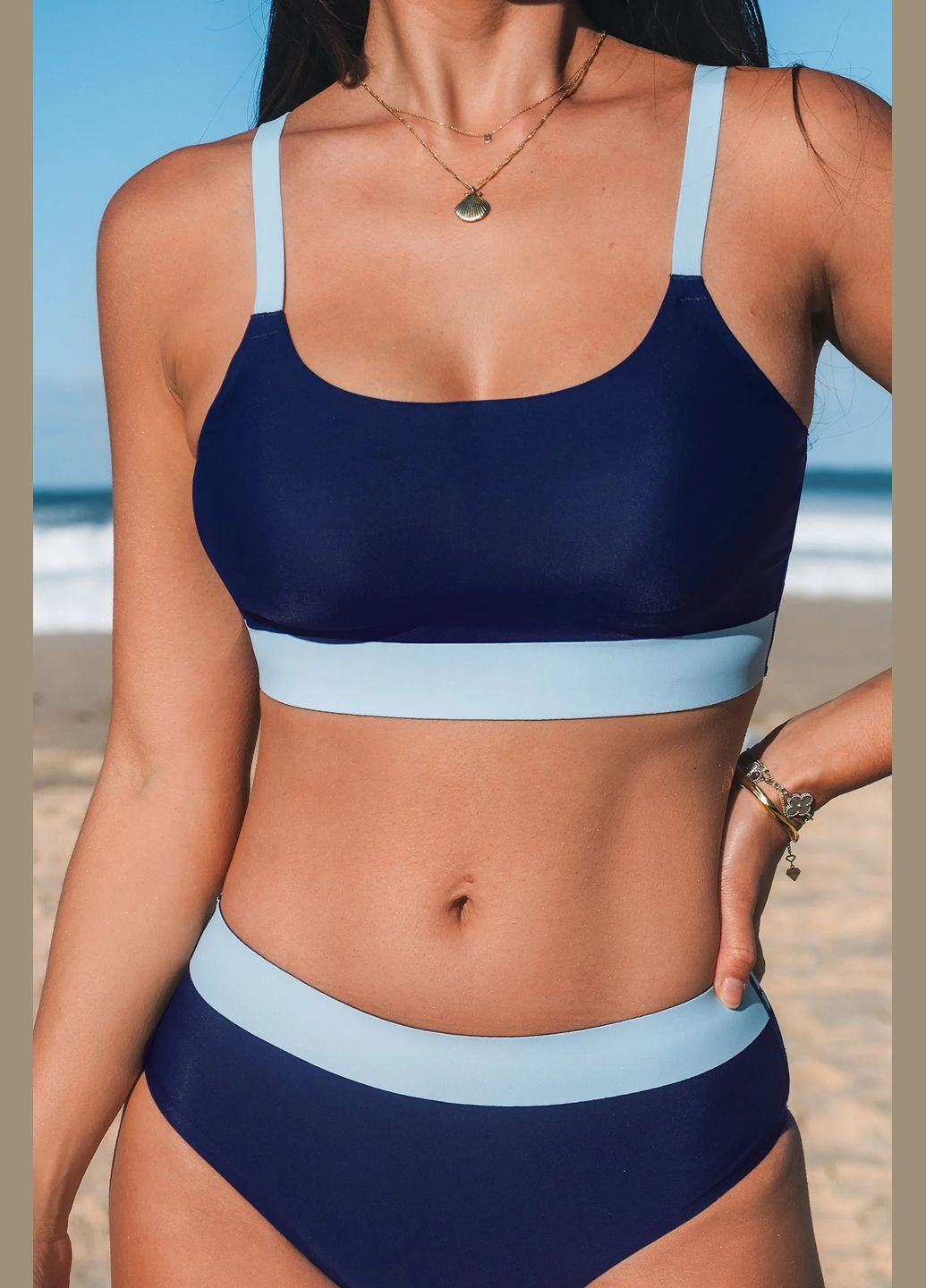 Темно-синие купальные трусики однотонные CUPSHE