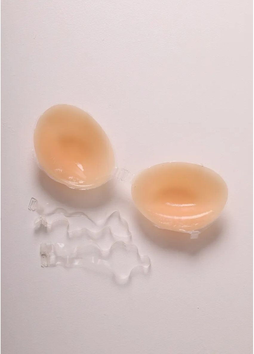 Бежевый невидимка силиконовый многоразовый бюстгальтер со съемными бретелями женский бюст на клейкой основе клейкий невидимый лифчик Cindylove без косточек силикон