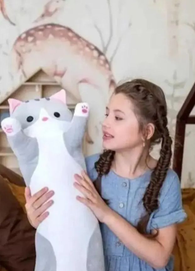 Игрушка Кот Батон серый плюшевый 70 см, мягкая игрушка подушка антистресс для детей и взрослых No Brand (364191382)