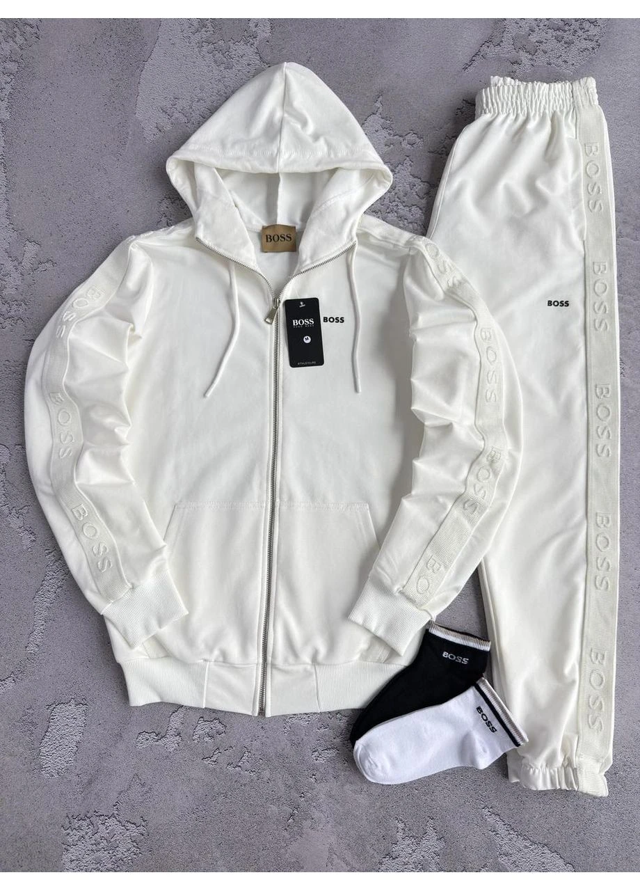 Костюм BS зип худи штаны молочный No Brand (392685040)