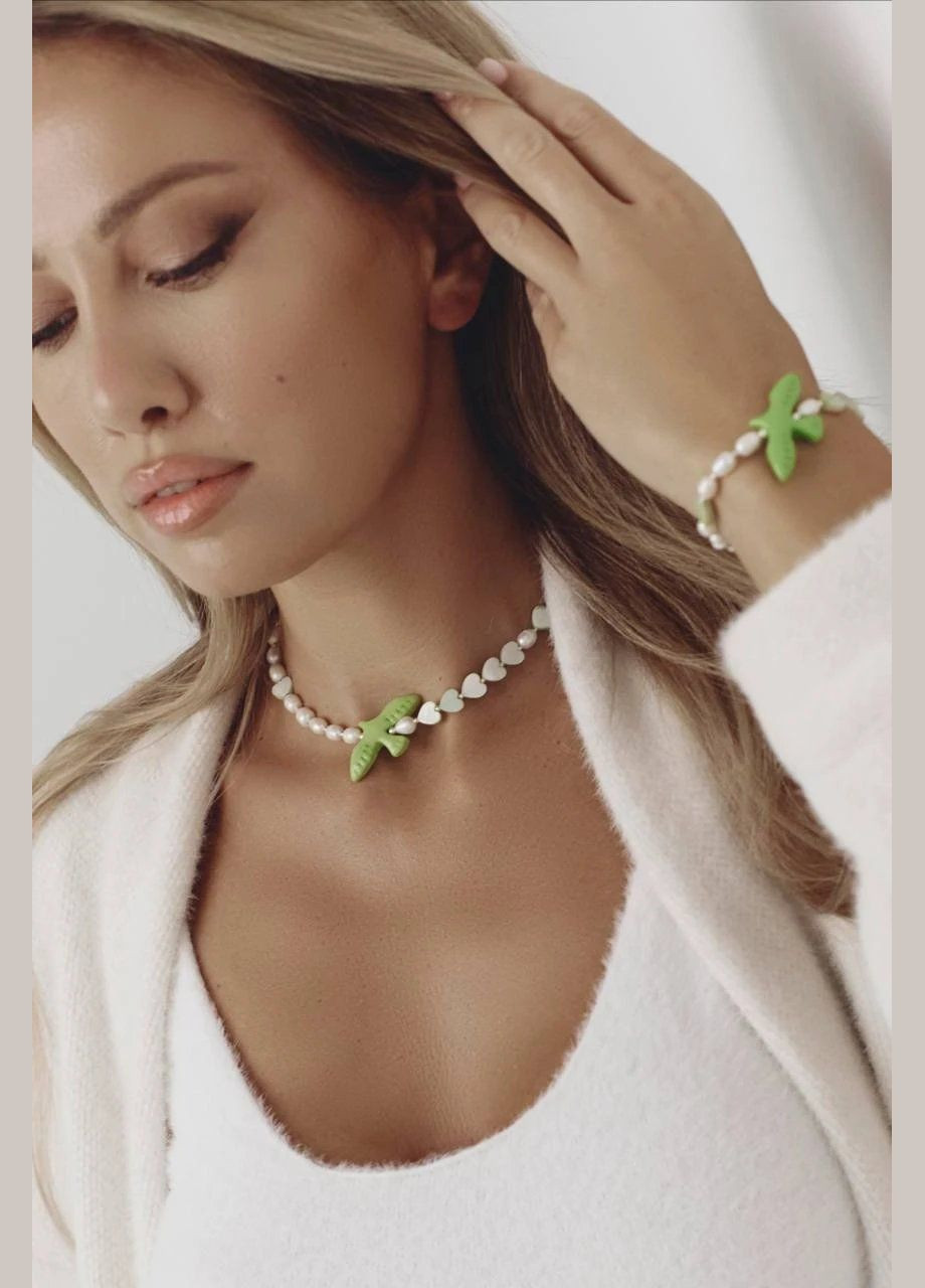 Кольє "Зелена Горлиця" Le'Perle (312519989)