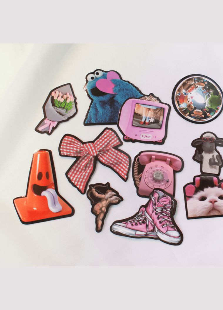 Набір глянцевих стікерів 20 штук комплект наліпок y2k кавай неонова естетика рандомний стікерпак на ноутбук телефон блокнот панк No Brand (316323072)
