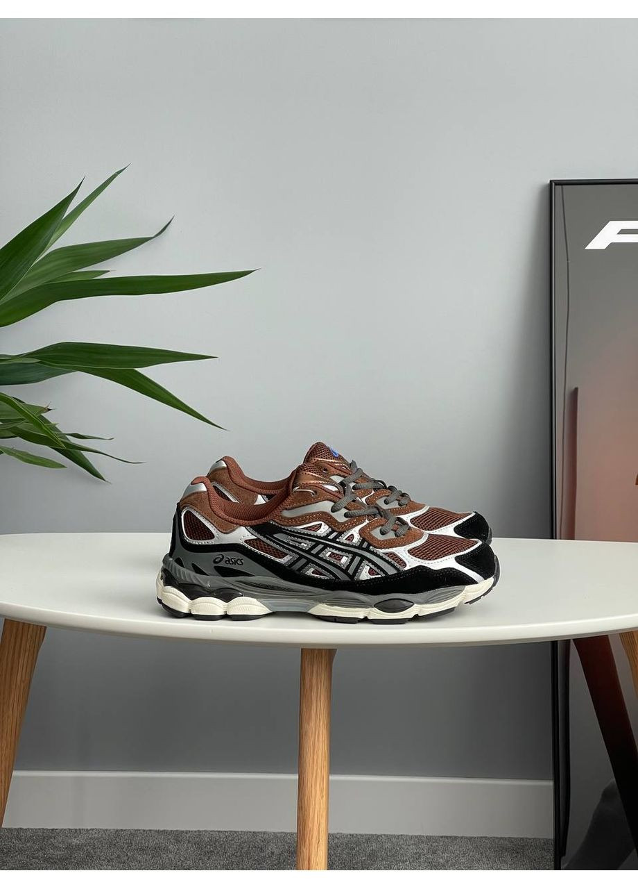Коричневі Осінні кросівки чоловічі і жіночі asics gel-nyc brown black grey | асікс гель-нюк коричневі No Brand