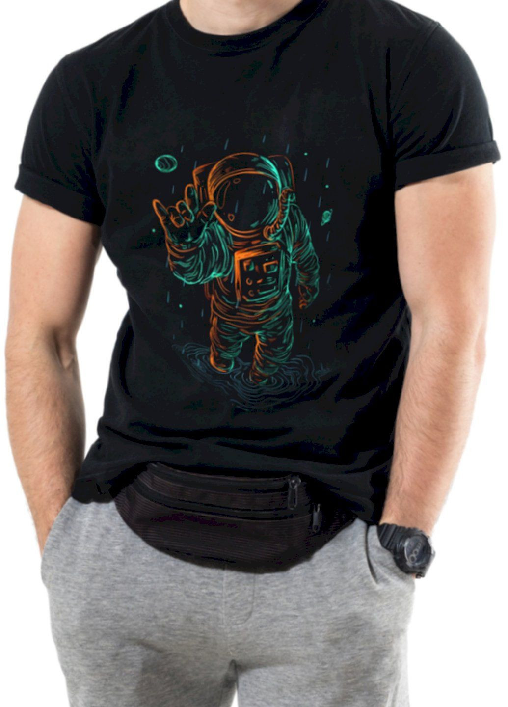 Черная футболка мужская черная Trace of Space