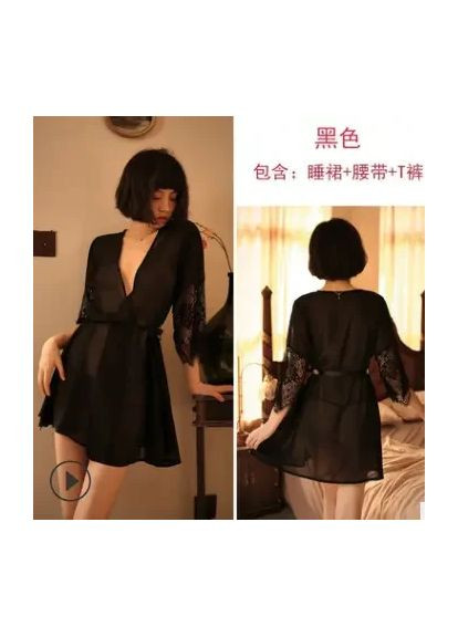 Мереживний халат із мереживними рукавами. Жіночий короткий халат літній. Еротичний халат China (360865701)