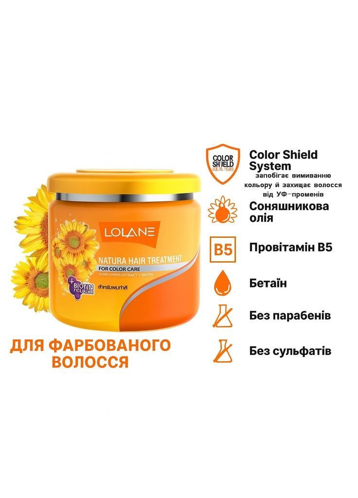 Маска для фарбованого волосся Natura – Захист кольору, 500 гр Lolane (350945906)