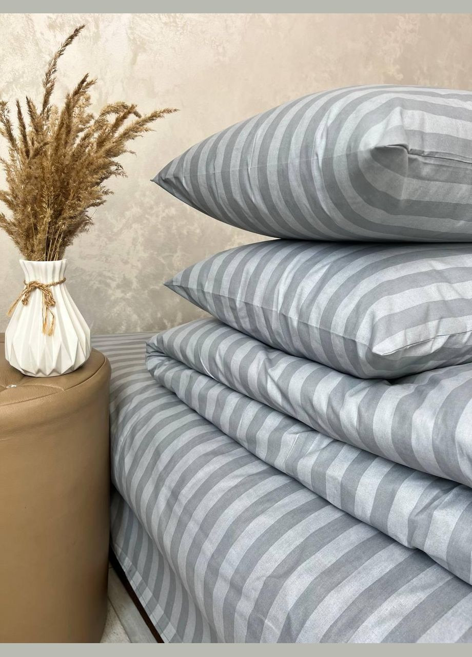 Бавовняна постільна білизна Полуторний 150х210 наволочка 50х70 2шт Сірий (П4К-Post-ukr-0033) No Brand (342097509)