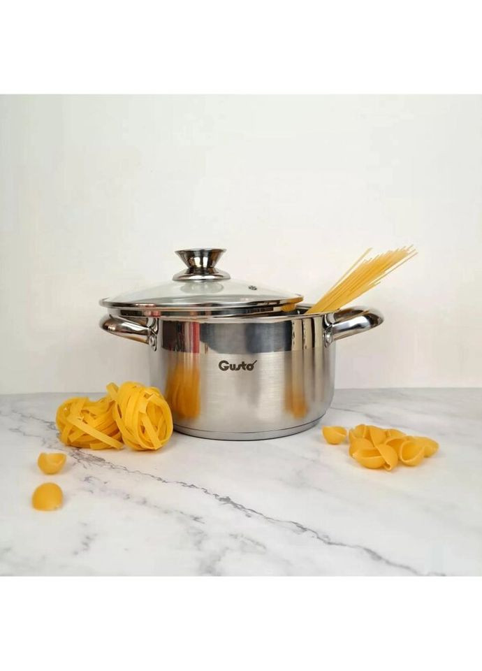 Кастрюля с крышкой ForСe GT-1107-24 24 см 6.1 л серебристая Gusto (335972866)