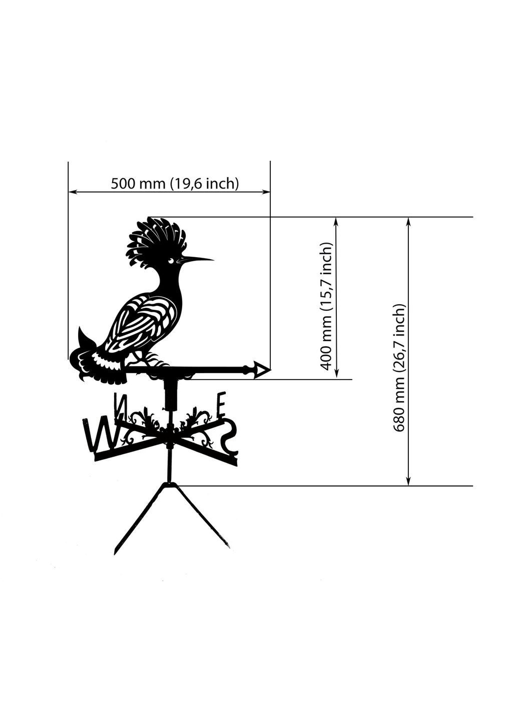 Флюгер Удод з металу 2 мм. No Brand (368896811)