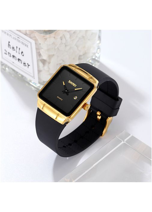 Часы 2173GDBK женские кварцевые золотистые черные спортивные часы с каучуковым ремешком ProDobro (367266887)