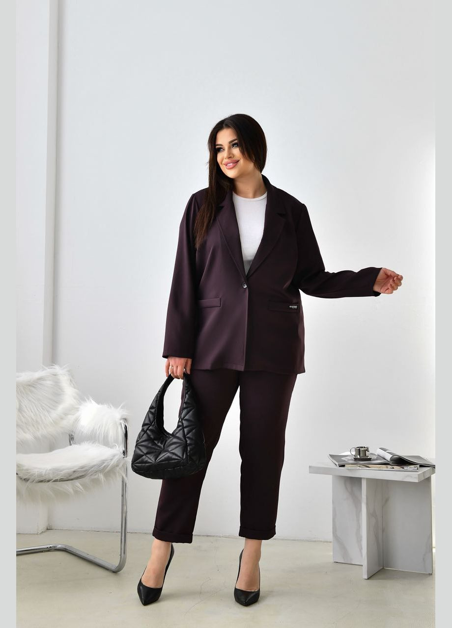 Женский костюм брюки и пиджак цвет шоколад р.56/58 452856 New Trend (285710955)