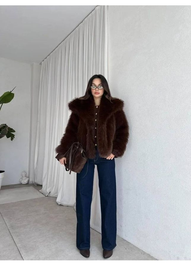 Женская шуба с большим воротником (замеры в описании) DK/DL Мода без кордонів (365591349)