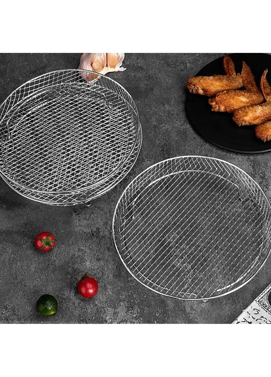 Комплект з 3-х ярусів решіток з нержавіючої сталі для фритюрниць, аерогрилів та духових шаф Kitchen Master (338656778)