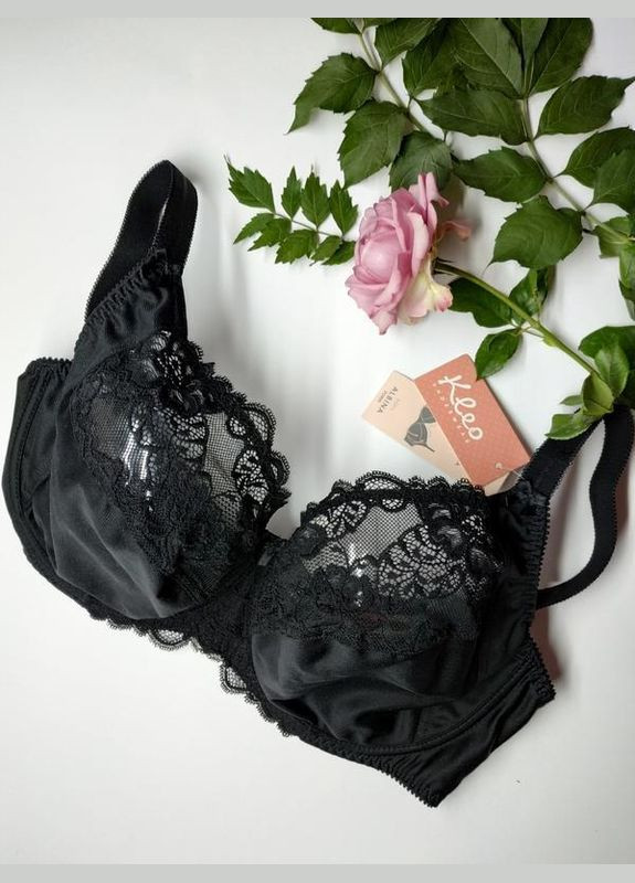 Чорний бюстгальтер тілесного кольору з мереживом клео 335 Kleo поліамід