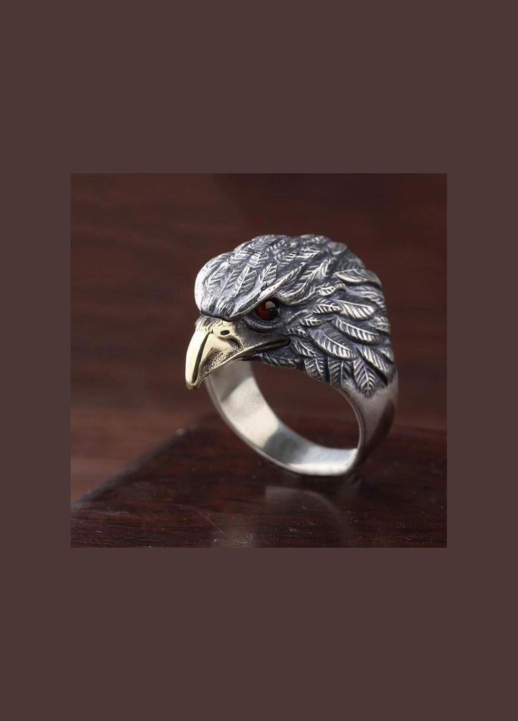 Скандинавское кольцо, ручной работы, кольцо Ястреб (Сокол) с рубиновыми глазами Сила Свободы регулируемый Fashion Jewelry (285110588)