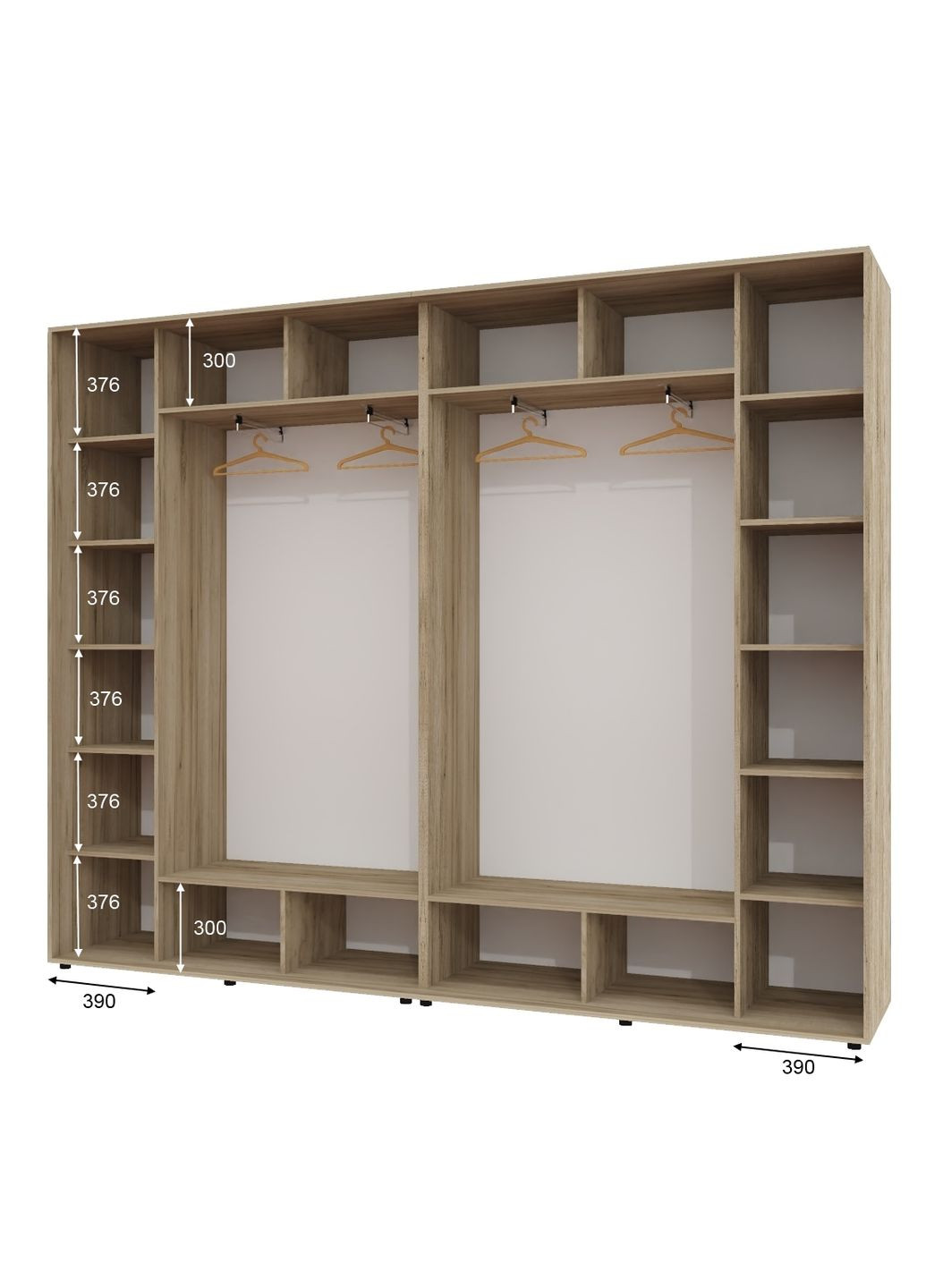 Шкаф-купе четырехдверный 300*45*250 см Дуб крафт серый 4 двери ДСП ШК-02 Алекса (360435738)