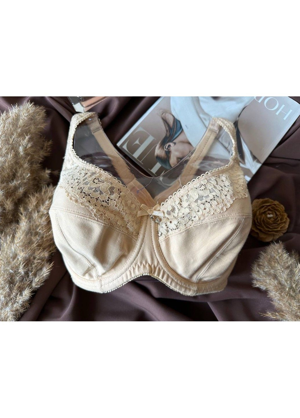 Бежевий бежевий мереживний бюстгальтер без поролону Lanny Mode