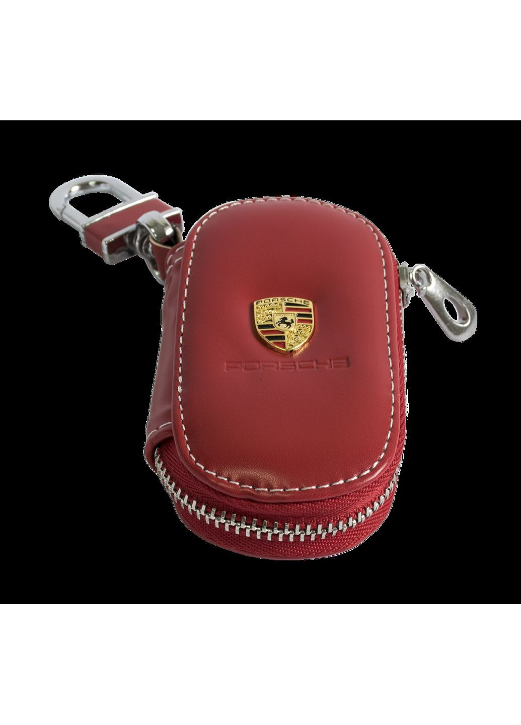 Ключниця, шкіряна автоключниця з логотипом ПОРШЕ (червона 06015) Porsche (360949414)