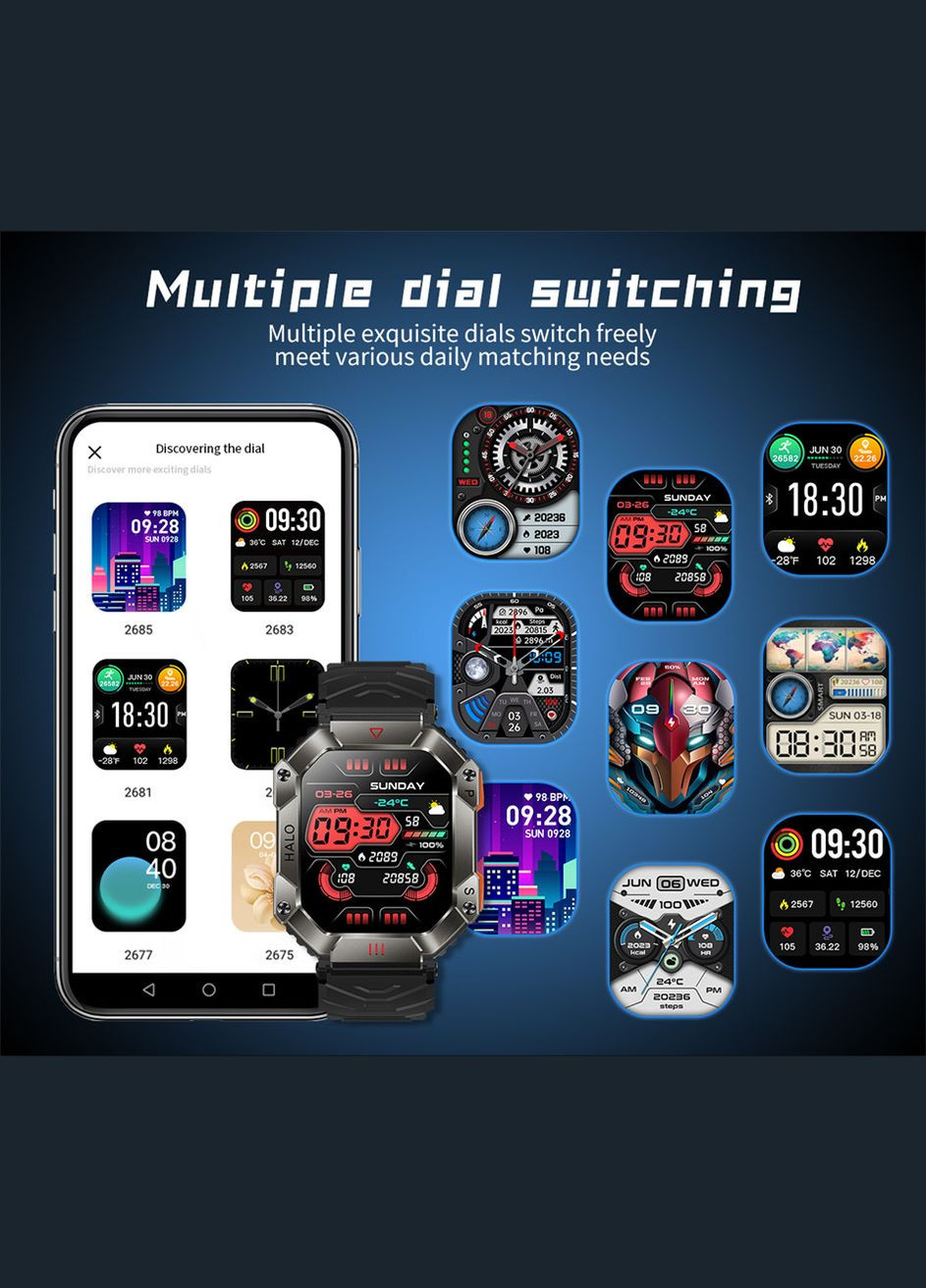 Смарт-годинник чоловічий спортивний з компасом, батарея 650mAh Lige (302310551)