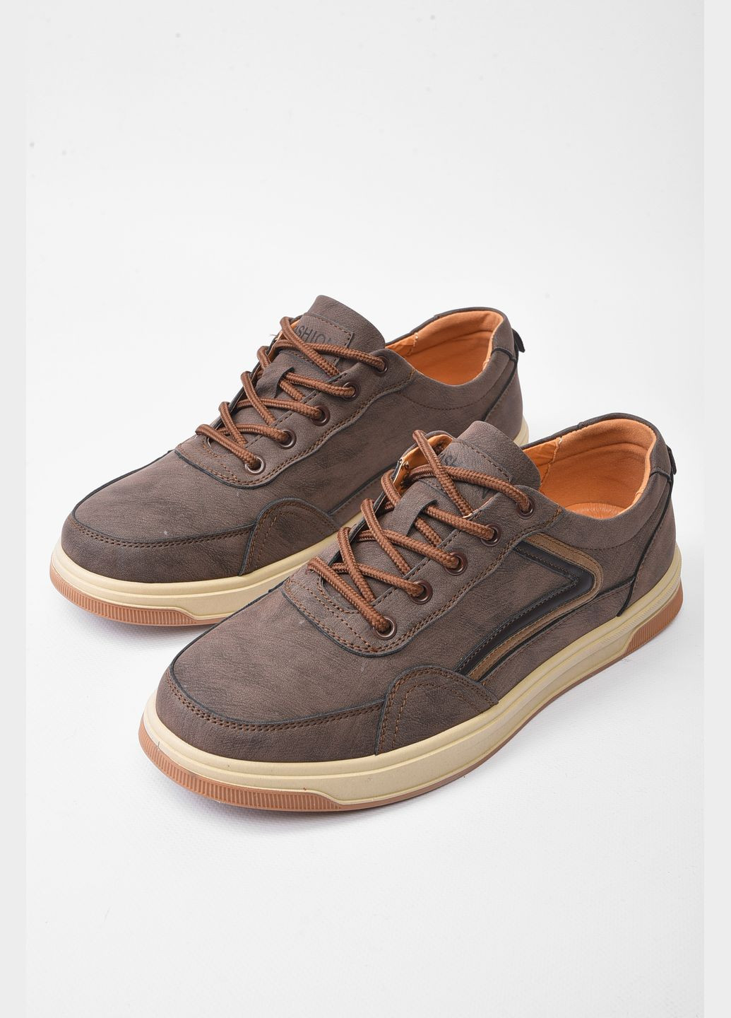 Коричневые демисезонные кроссовки мужские коричневого цвета на шнуровке Let's Shop