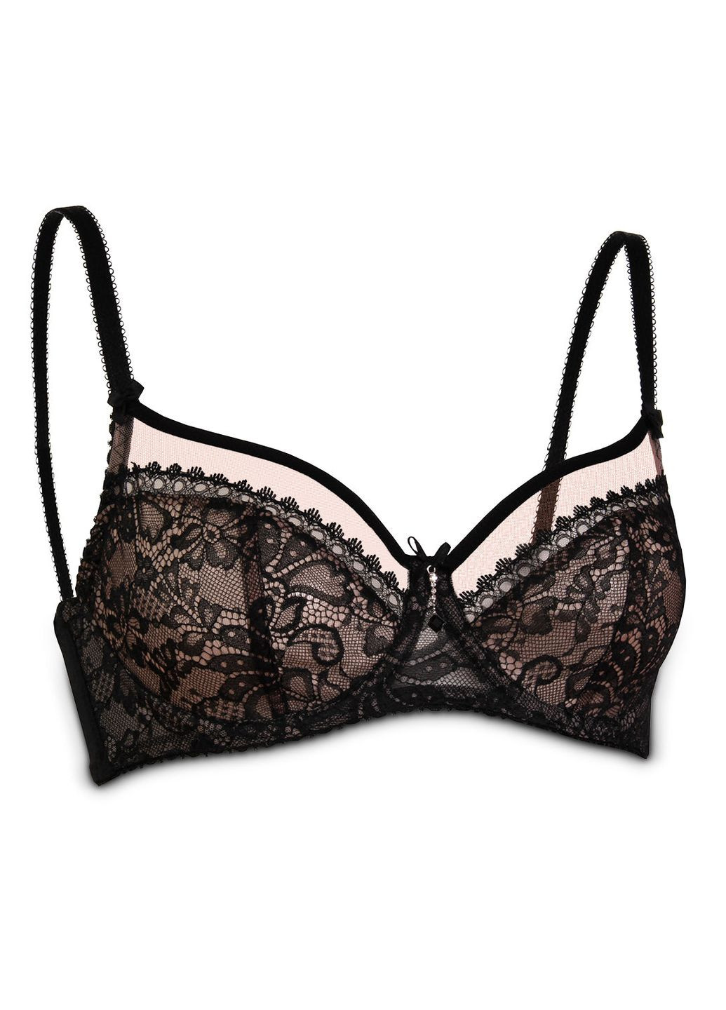 Чёрный брасьер мягкий кружевной бюстгальтер Ava с косточками