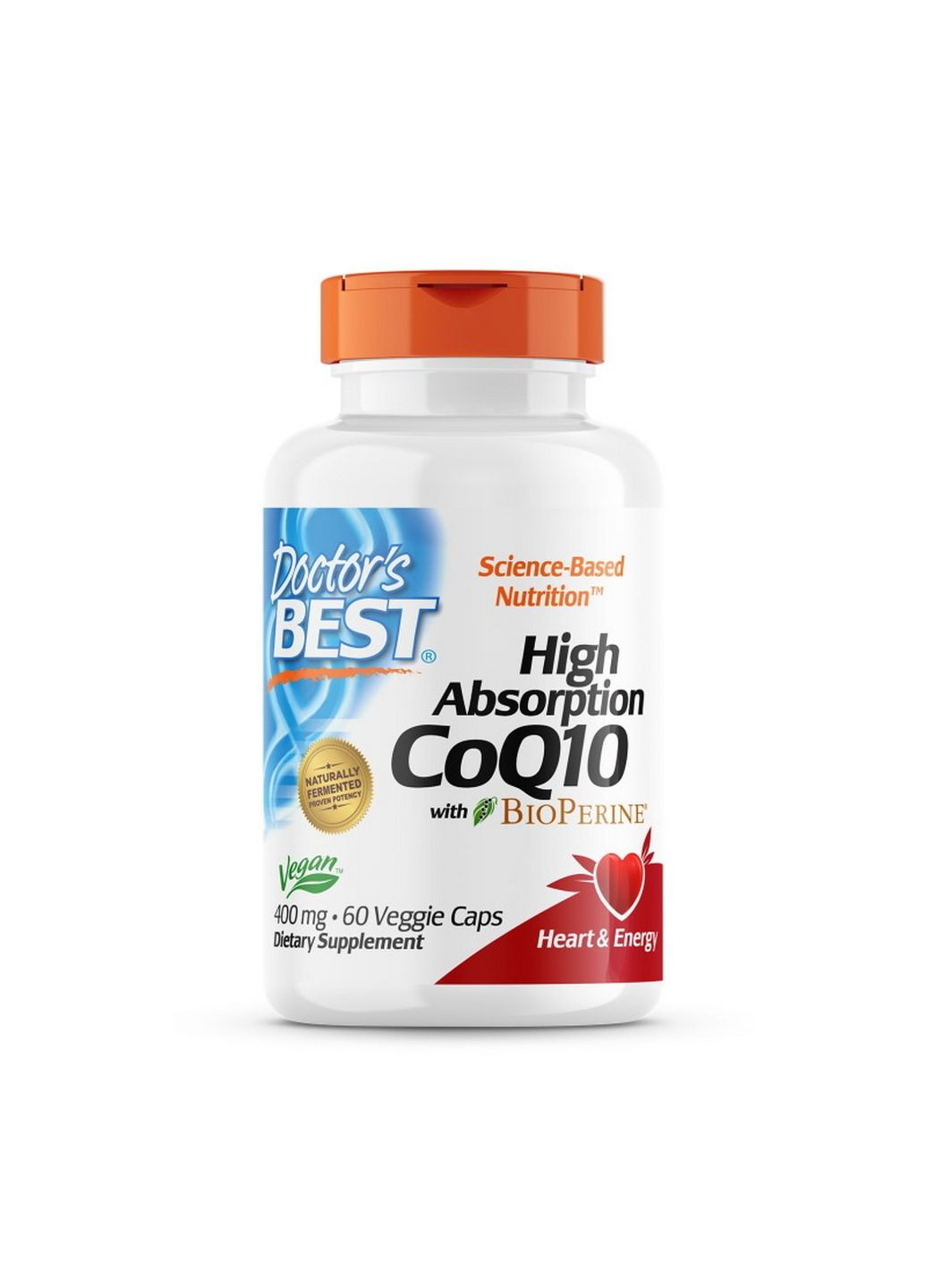 Натуральна добавка CoQ10 BioPerine 400 mg, 60 вегакапсул Doctor's Best (293420629)
