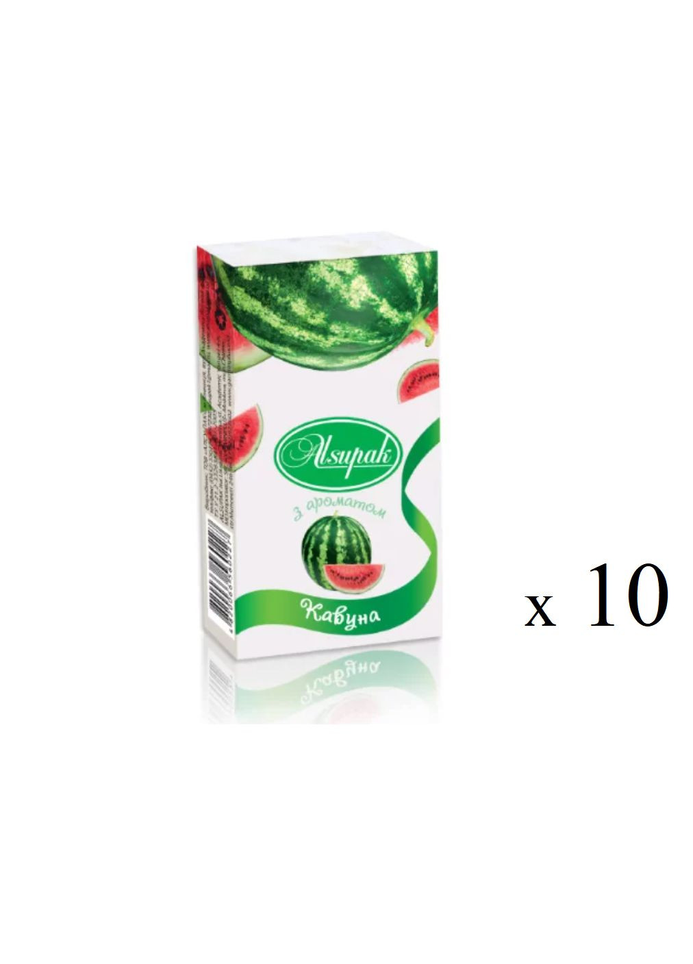 Носова хустинка паперова з ароматом "Кавун" ( 10 шт.) (4820077390097) Alsupak (335032566)