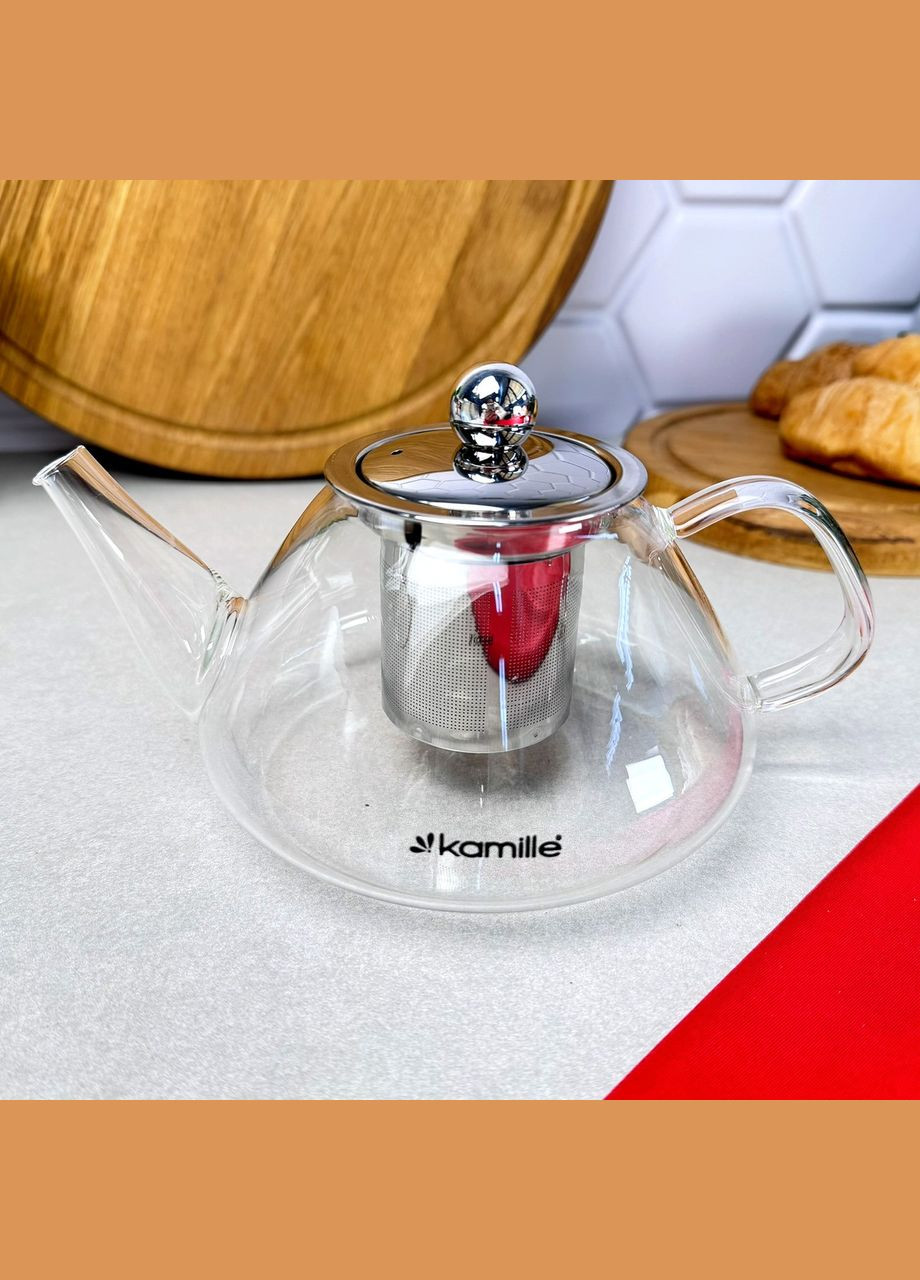 Стеклянный заварочный чайник для газовой плиты 700 мл Kamille (316259968)