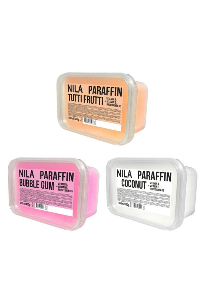 Набор твёрдого парафина для рук: Tutti Frutti + Кокос + Bubble Gum, 3×500 мл / 400 г Nila (335877630)