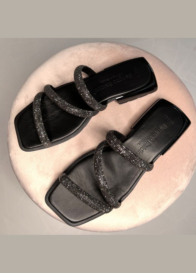 Шльопанці жіночі шкіряні зі стразами. Bengzo Baldini (333193719)