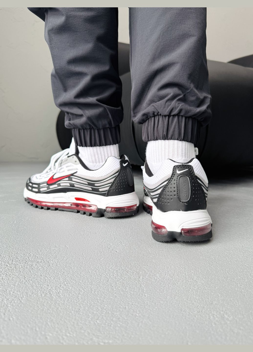 Білі Осінні кросівки чоловічі nike air max tl 2.5 white black grey red | найк еір макс тл 2.5 білі No Brand