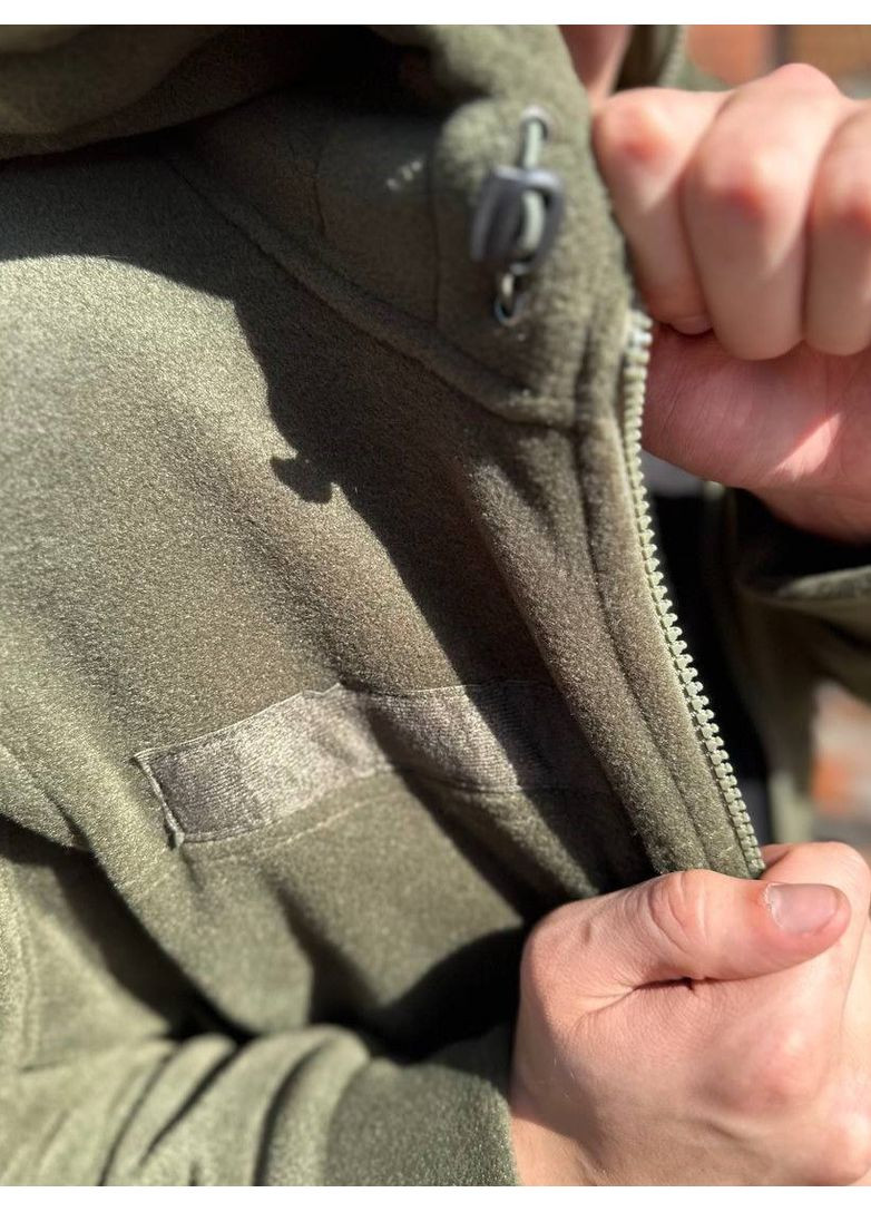 Флісова кофта хакі з капюшоном v2 No Brand (361401506)