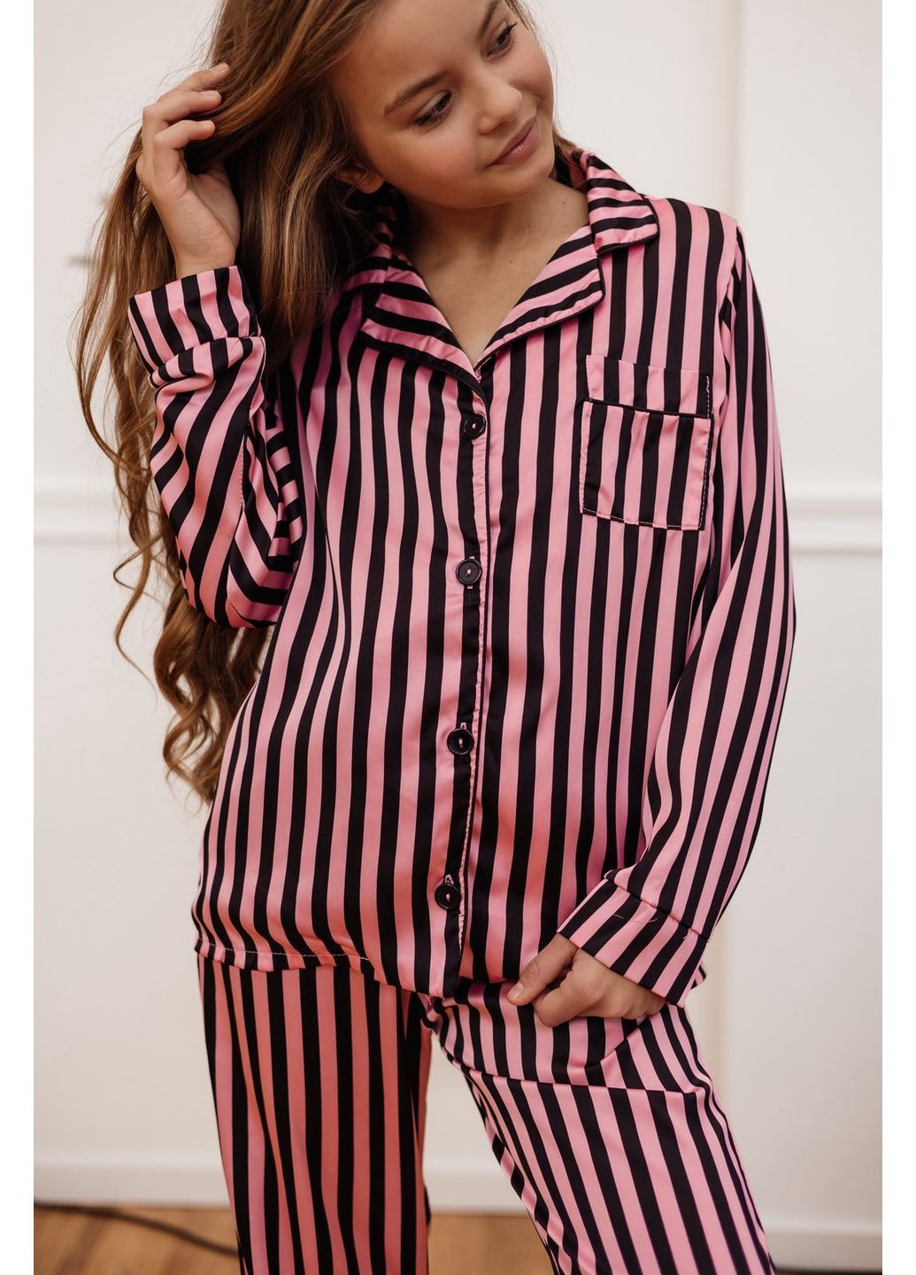 Рожева всесезон піддліткова піжама для дівчинки сорочка + брюки Kodi