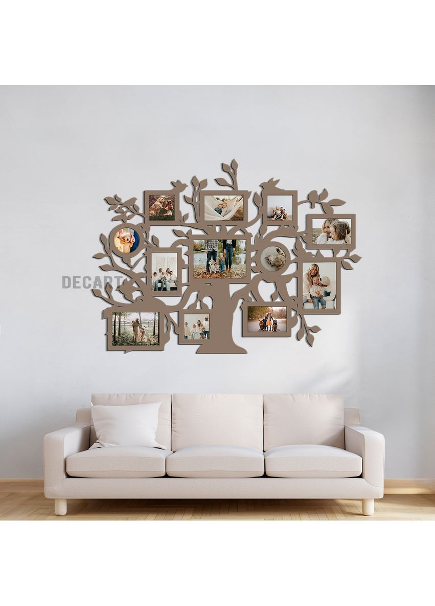 Сімейне дерево "Короткий спокій" 80х58 см (рамки - 8x8 см - 5 шт; 9х13 - 4 шт; 10х15 - 2 шт; 20х15 - 1 шт) Decart (360613386)