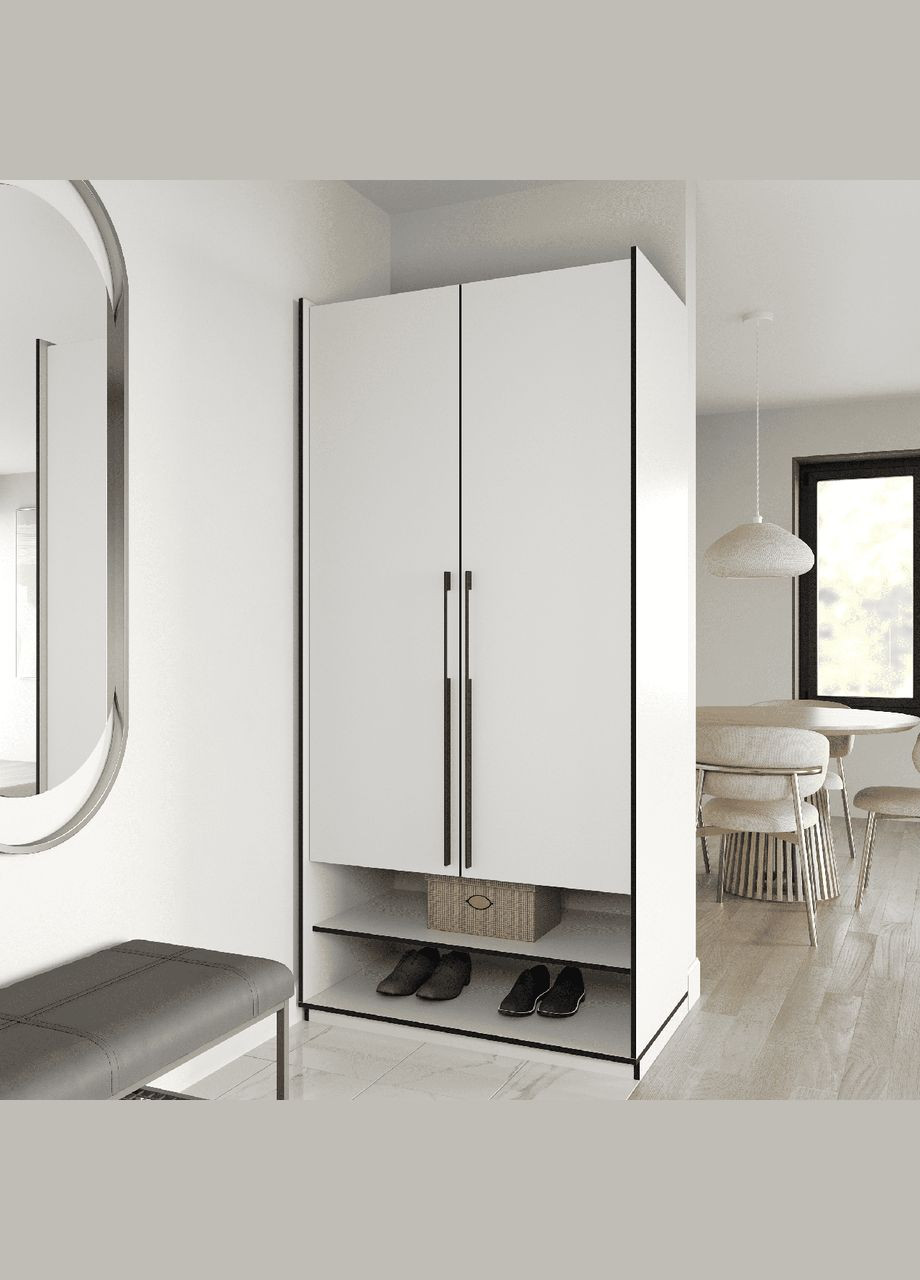 Шкаф распашной с трубой на 2 дверцы и ящиками R-0004 от MORELI (335423552)