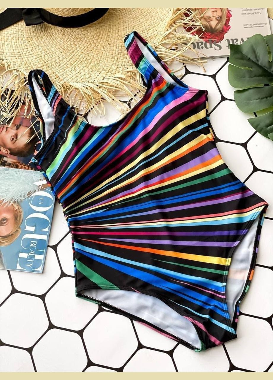 Черный летний купальник sw1262 (радуга) слитный Ghazel