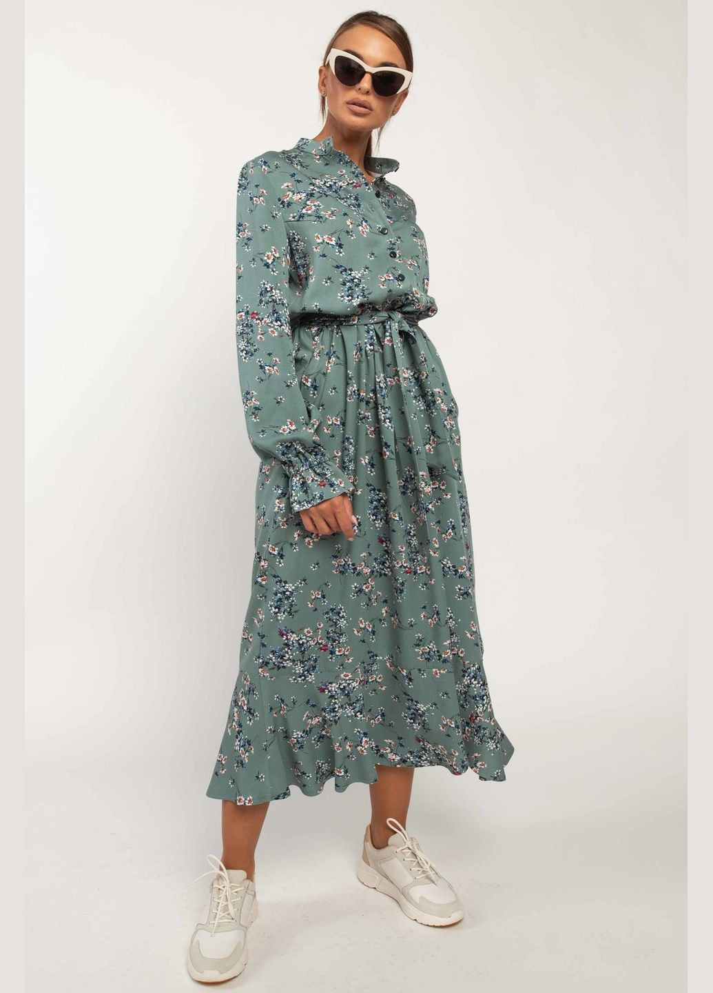 Бирюзовое кэжуал, праздничный, деловое платье ри мари флорет вл 2420 с пышной юбкой RiMari