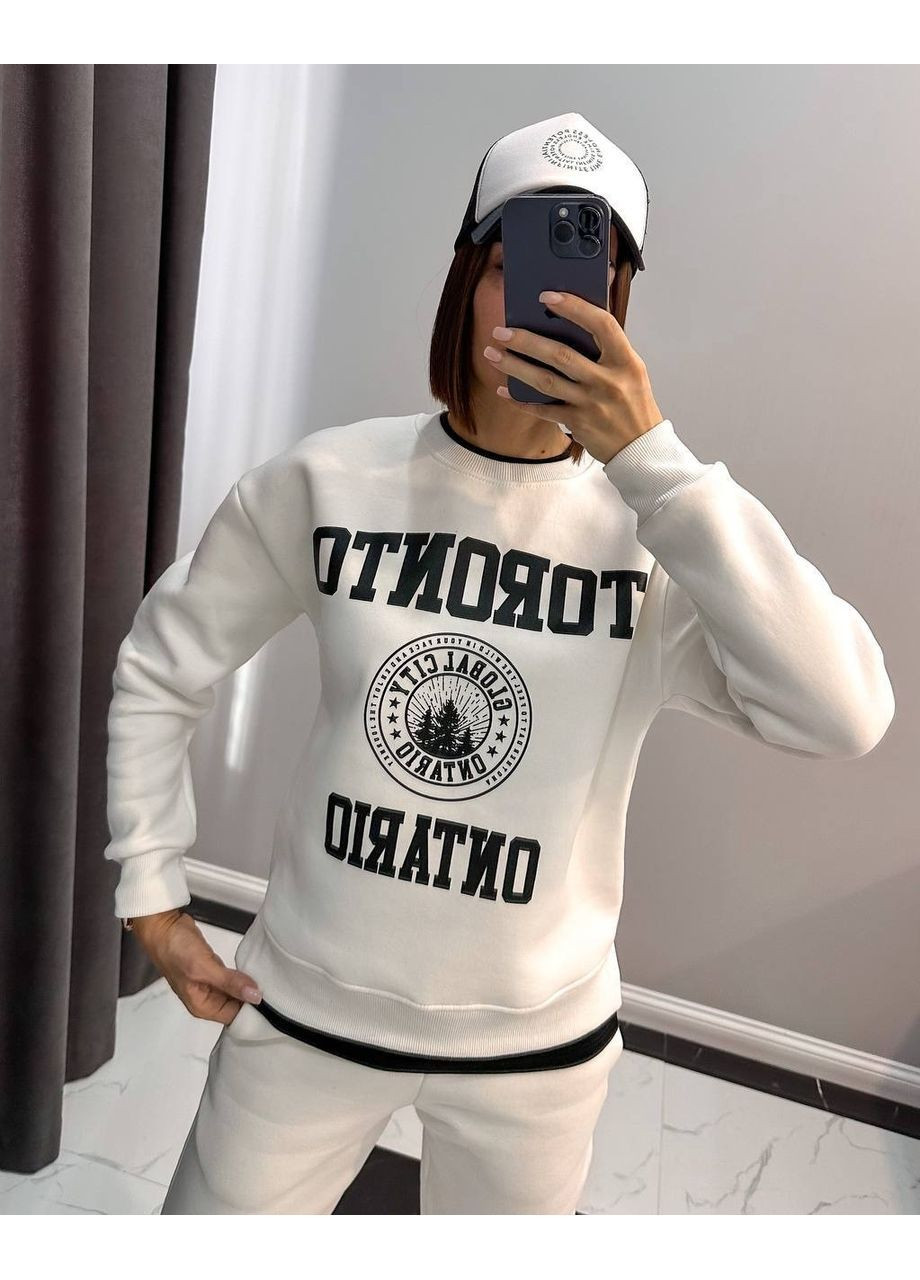 Костюм тринитка на флісі (світшот, штани), колір Білий Fashion (365072212)