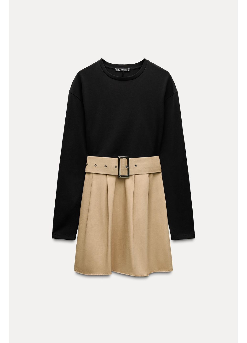 Чорна коротка сукня з контрастним ременем Zara