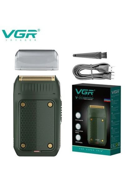 Электробритва V-353 (зеленая) сеточная с триммером Водонепроницаемая (IPX7), аккумуляторная, для сухого и влажного бритья VGR (364233631)